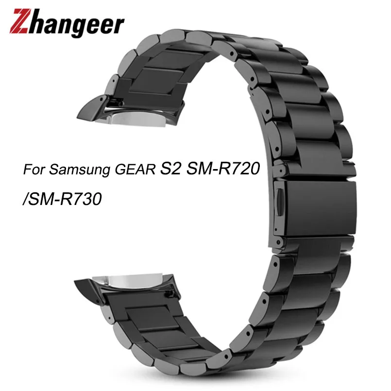 

Solid Stainless Steel Watchband For Samsung GEAR S2 SM-R720/SM-R730 Wristband With Adapter folding Clasp Watches Accessories