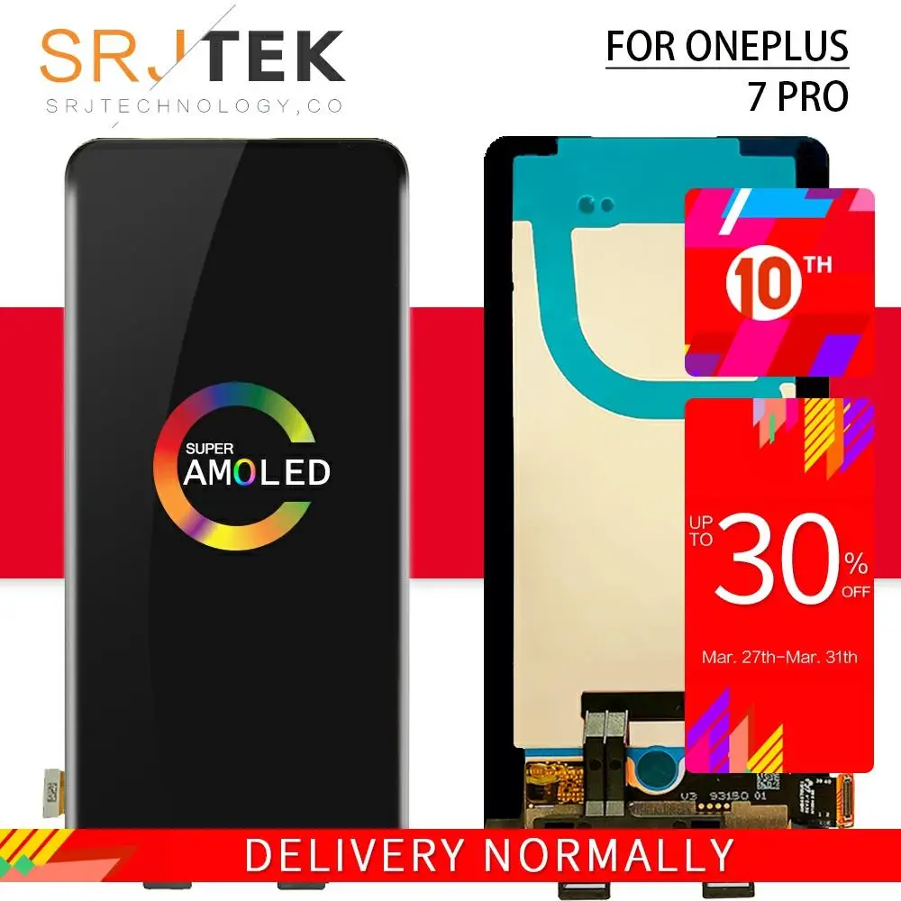 

6.67 For OnePlus 7T Pro LCD Display Touch Screen Digitizer Panel Glass Replacement Assembly 1+7T Pro For One Plus 7t Pro Display