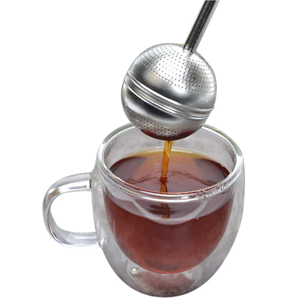 Ball Shape Stainless Steel Tea Infuser Strainer Handle Filter Durable Mesh Metal