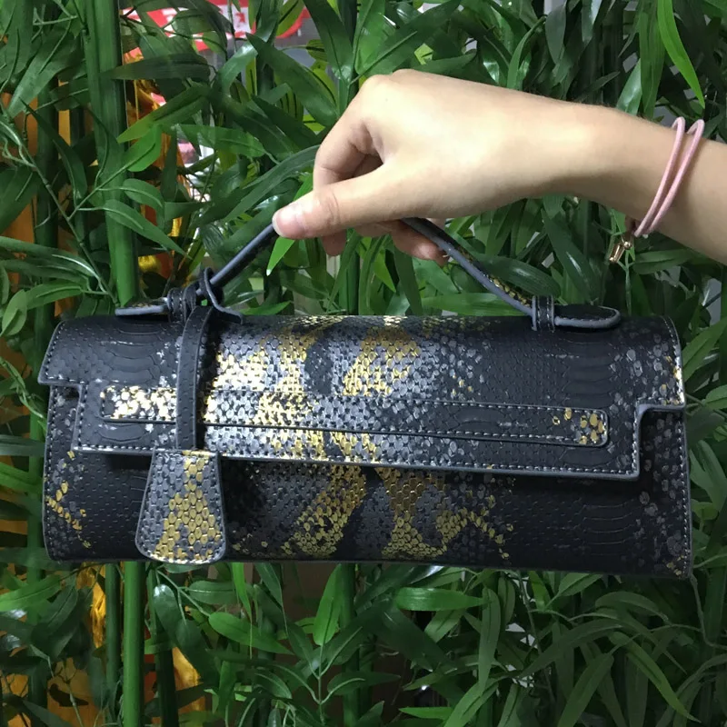 2022 New Luxury Women Python Clutch Tote Bag Snake Patern Quality Leather Shoulder Bags Hot Ins Purse Handbag for Party | Багаж и сумки