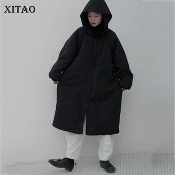 

XITAO Autumn Winter Coat Women Plus Size Hooded Parka Fashion Drawstring Hem Harajuku Style Keep Warm Clothes Women DMY1185