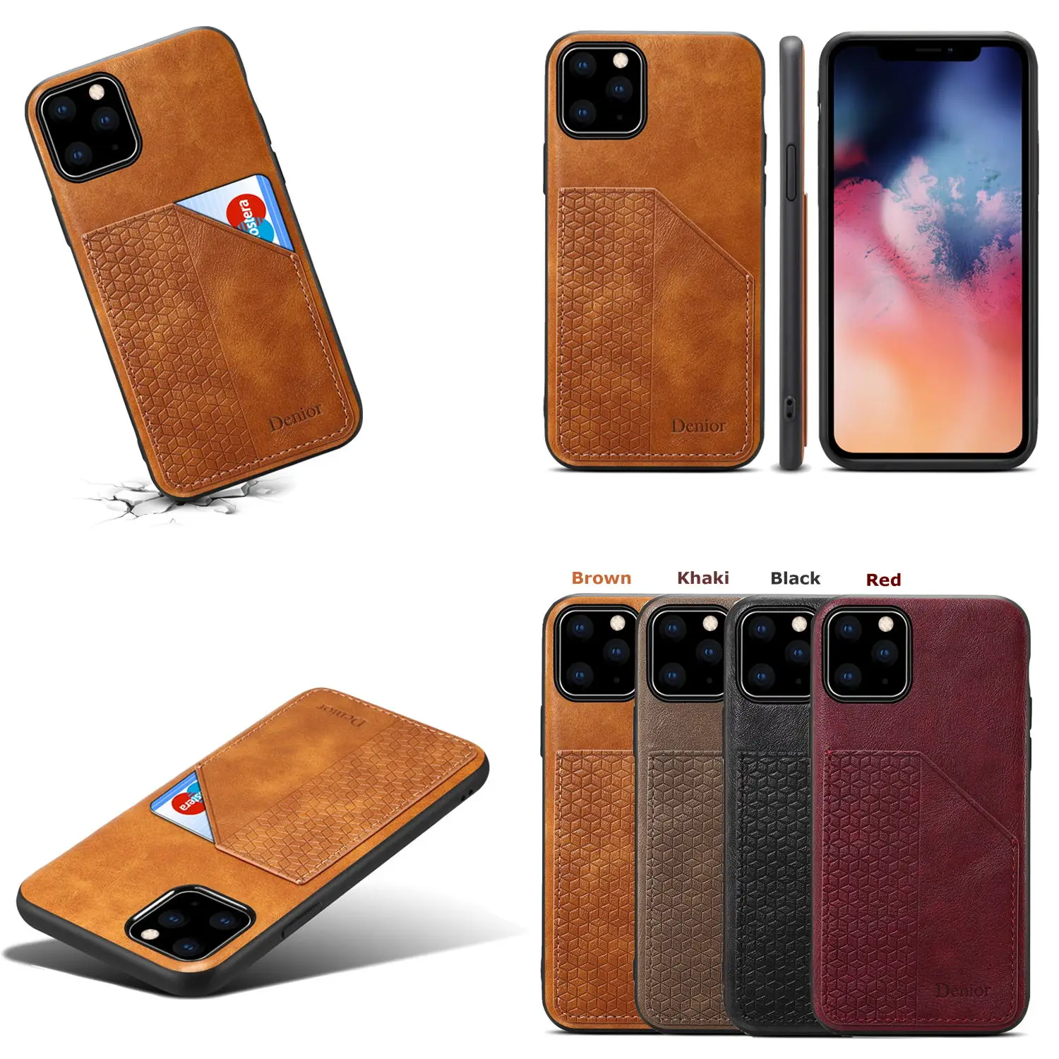 1 шт. Модный чехол-кошелек для iPhone11/iPhone11pro/iPhone11promaxDT задняя крышка слот для карт кожаный чехол