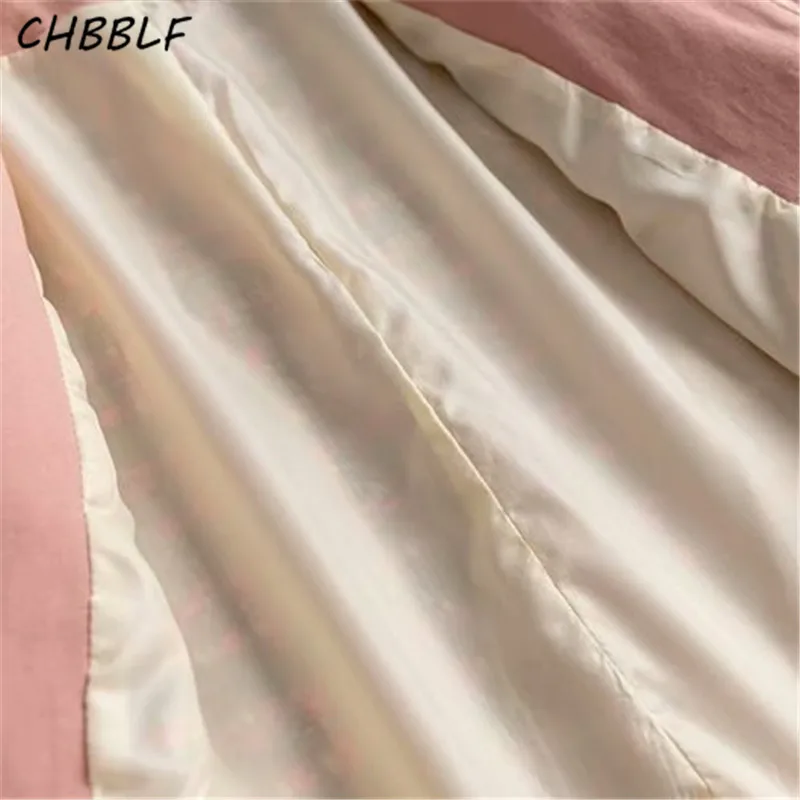 CHBBLF женские элегантные стильные розовые куртки круглый воротник короткий рукав карманы дизайн твид женские свободные пиджаки Топы NJN1938