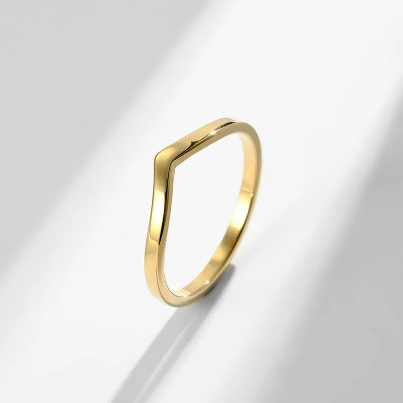 Stackable rings stainless steel rings finger rings metal rings fashion ring fashion rings 2mm Thin V Shape Stackable Ring Stainless Steel Plain Polished Band for Women Girl Size 5-10
