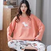 Women Cotton Pajamas Set Cute Cartoon Homewear Women Home Clothes Lounge Wear Autumn Long Sleeve Female Pajamas Cotton Sleepwear ► Photo 3/6