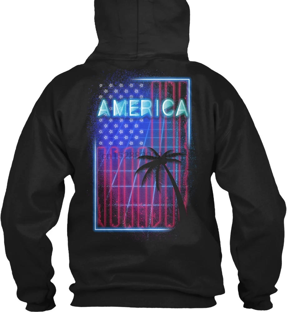 Men Hoodie long sleeve America 80's Flag Women Streetwear |