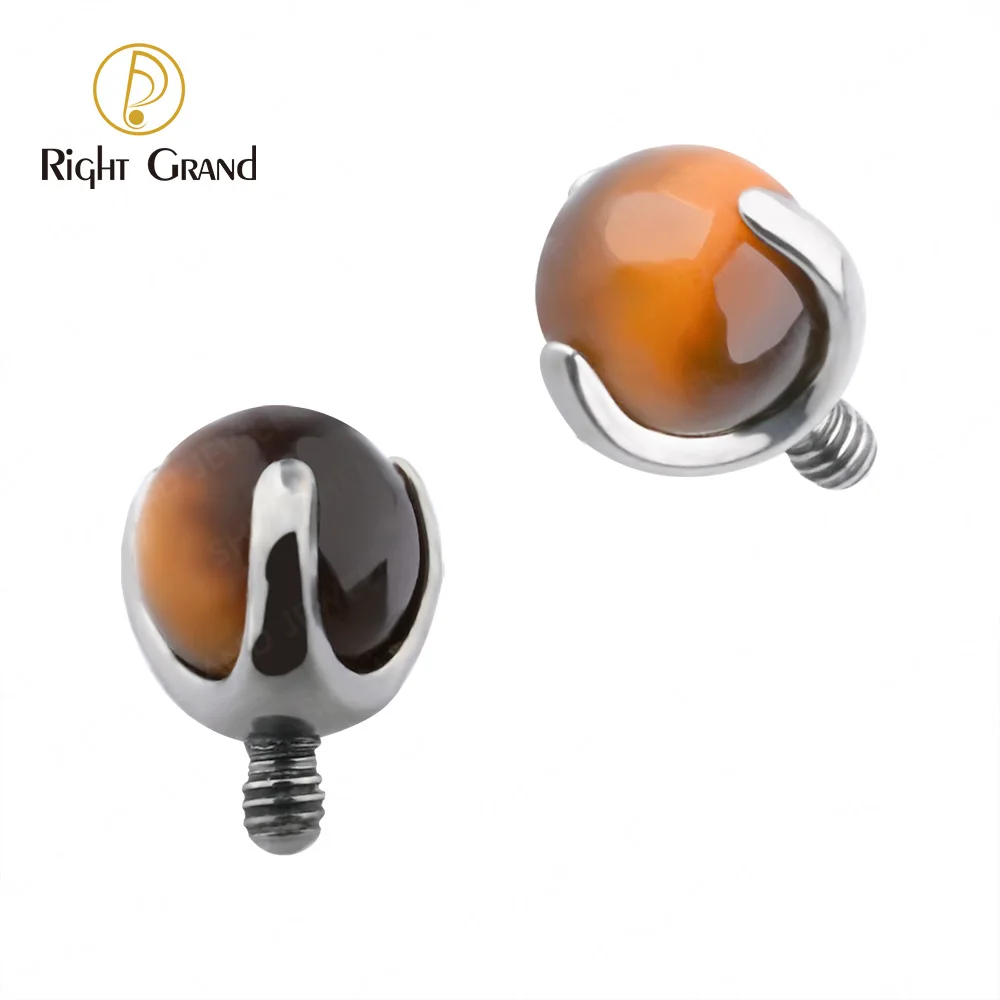 Kit Piercing Dermico 10 Pezzi In Acciaio Chirurgico 316L - Top Opale E Oro Con Ancoraggio - Foto 5