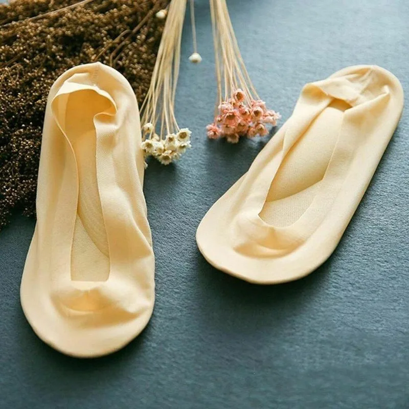 

3D Sponge Padded Socks Women's No Show Cushion Liner Ice Silk Boat Sock Foot Pain Relief Arch Support Insole Sock