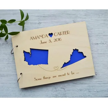 

Personalized Wedding guest book,Wood State Map Guest book,Custom Wedding Guestbook,Rustic Wedding Guest Book Photo Album