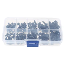 

DIY 100pcs 6-12mm Black Plastic Crafts Safety Eyes for Bear Soft Toy Animal Doll Accessories