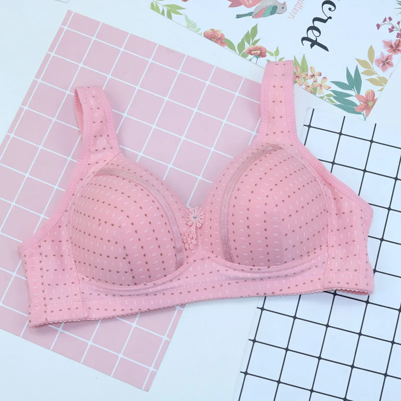 Bras for women 4 Hook plus large big size ladies super thin push up bralette gather lace sexy brassiere Thin Bra - Цвет: Розовый