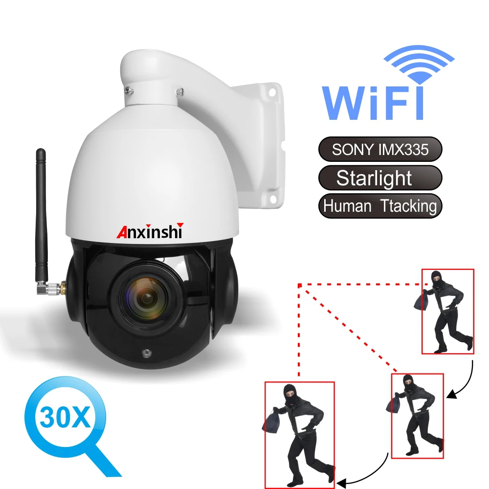 Wifi PTZ IP Камера 5MP 30X зум в виде человечков для отслеживания на открытом воздухе