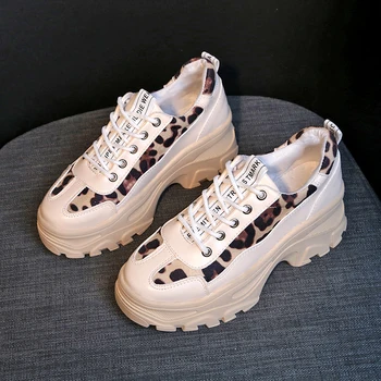 

Women Sneakers Fashion Leopard Platform Sneakers Ladies Brand Chunky Shoes Woman Leather Sports Shoes Chaussure Femme E14-27