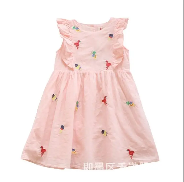 Летнее хлопковое платье принцессы с рисунком фламинго для девочек платья с оборками для маленьких девочек детское платье детская одежда