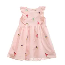 Летнее хлопковое платье принцессы с рисунком фламинго для девочек платья с оборками для маленьких девочек детское платье детская одежда