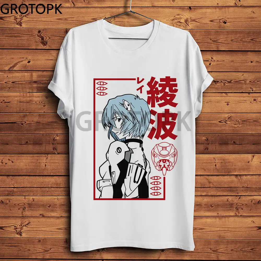 日本アニメ綾波レイおかしいtシャツ男性new白カジュアル半袖tシャツオムマンガユニセックスストリートtシャツ Tシャツ Aliexpress