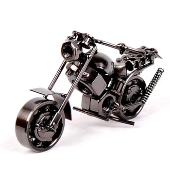 

14cm(5.5") Motorcycle Model Retro Motor Figurine Metal Decoration Handmade Iron Motorbike Prop Vintage Home Decor Kid Toy