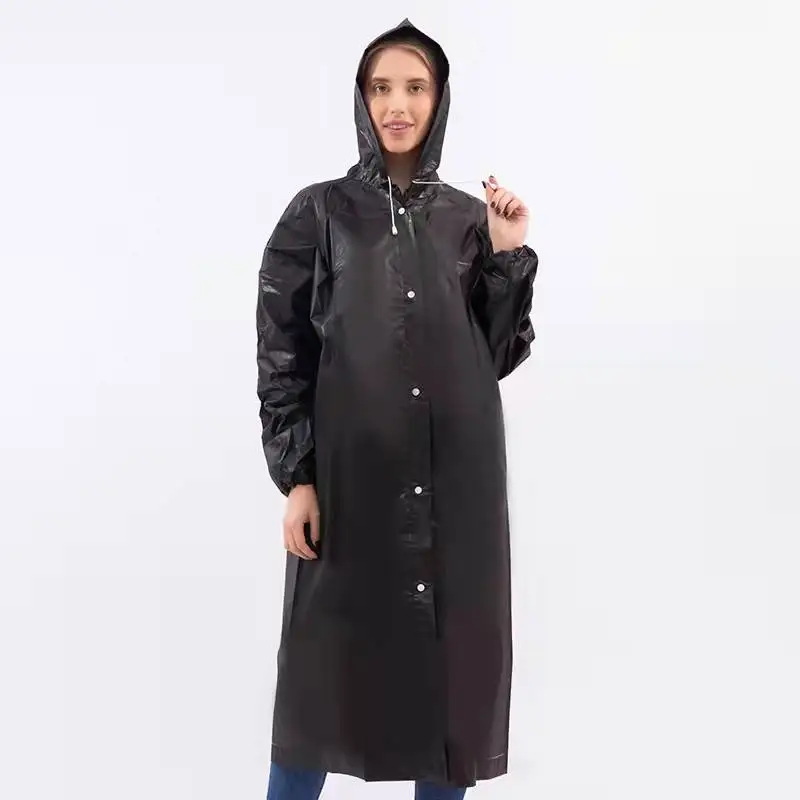 1PC 145*68CM EVA Unisex Raincoat Thickened Waterproof Rain Coat Women Men Black Camping Waterproof Rainwear Suit