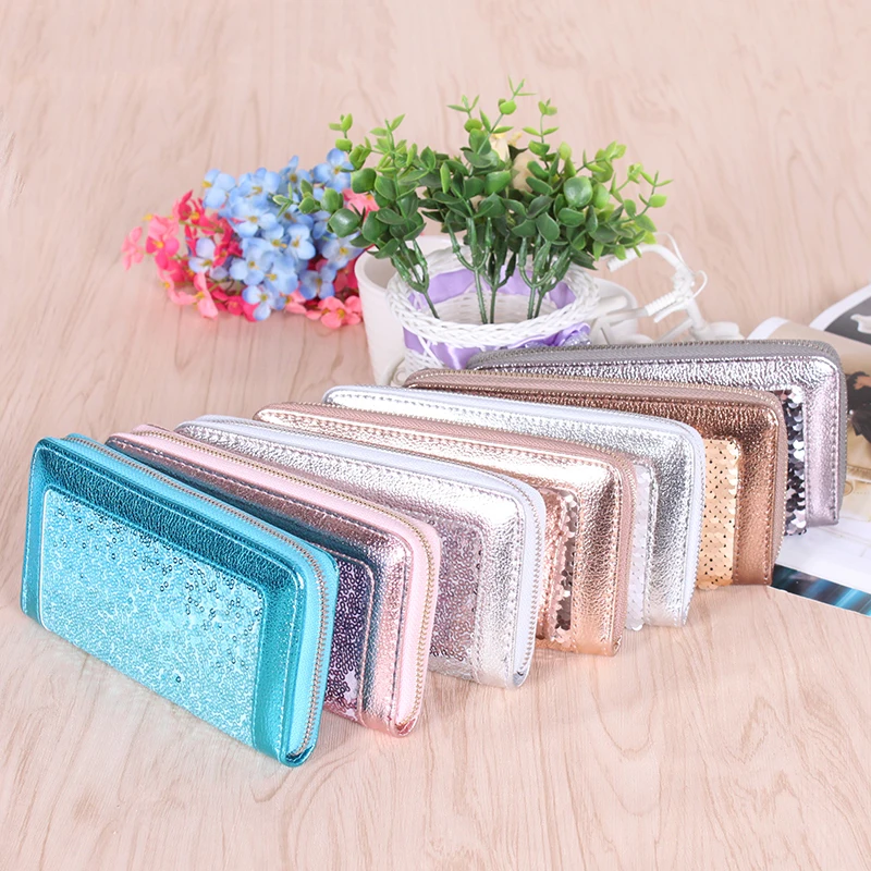

Women Hologram Mermaid Long Wallets Coin Purse Zipper Cute Ladies Purse Card Holders High Quality Wholesale leather wallet