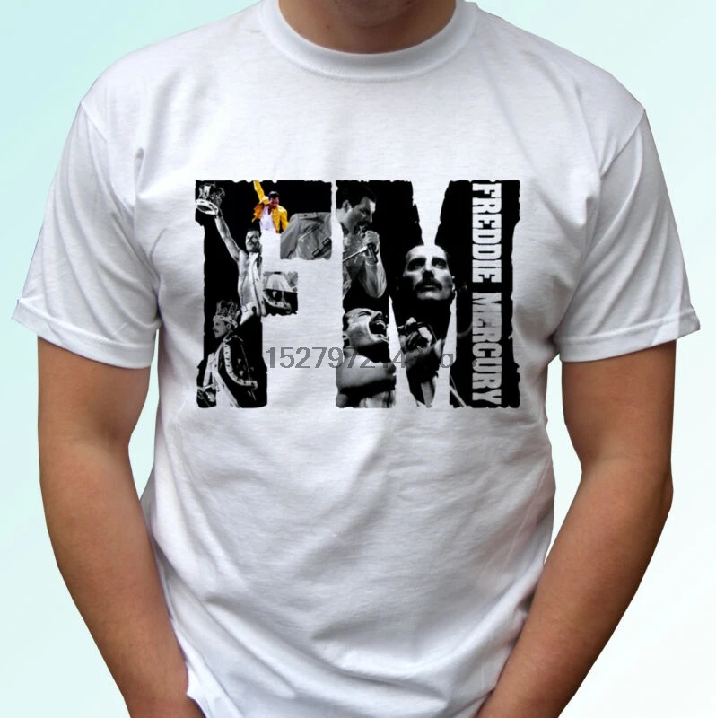 FM Freddie Mercury белая футболка Queen top rock music tee Мужские и детские размеры | Мужская одежда
