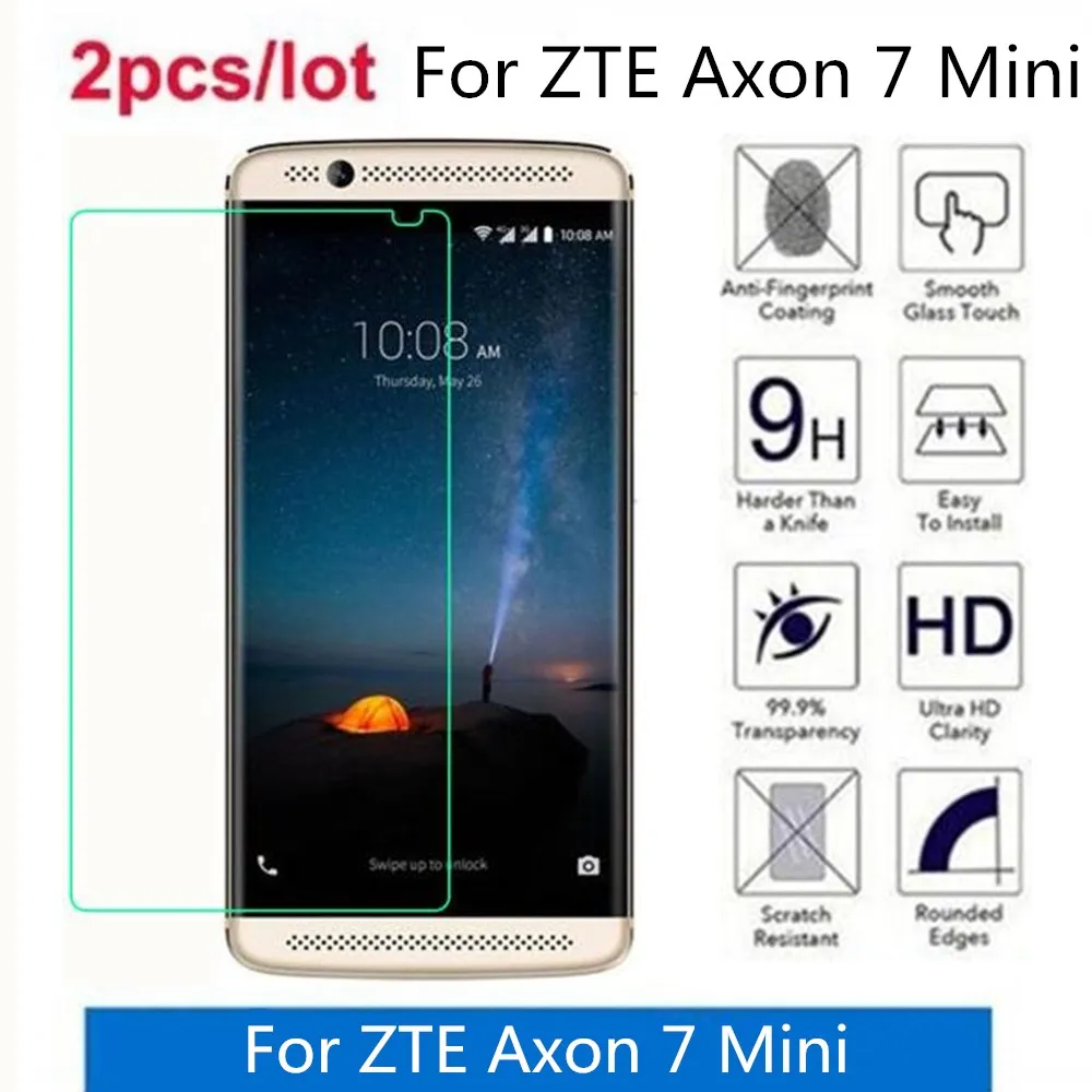 

2 Pcs/Lot For ZTE Axon 7 Mini Tempered Glass 9H 2.5D Premium Screen Protector Film On For ZTE Axon 7