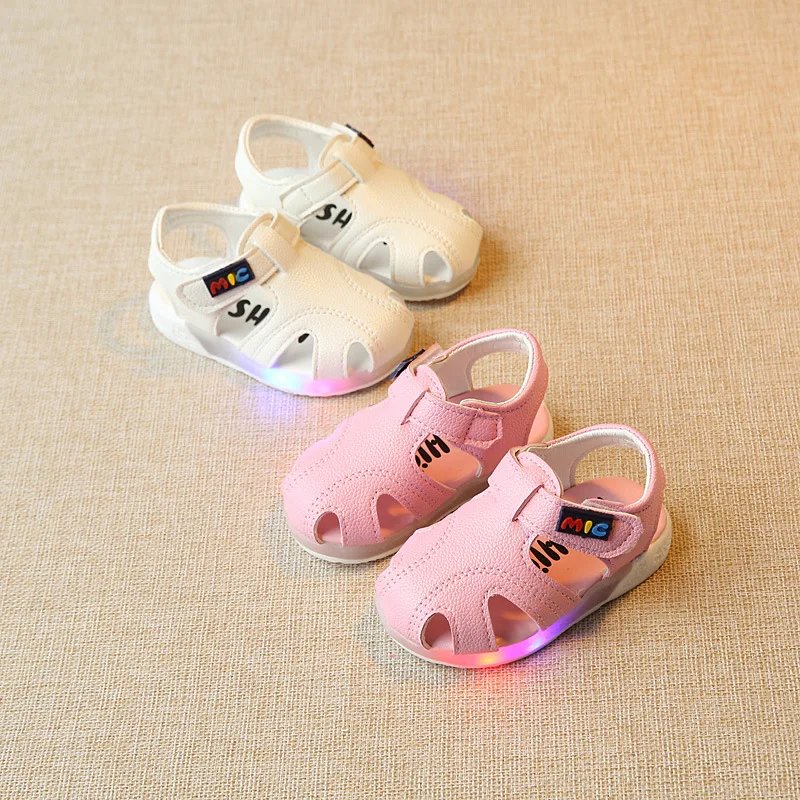

Summer New Style BOY'S GIRL'S Sandals Velcro Sandals Lighting LED Anti-slip Small Children Baby Shoes Korean-style