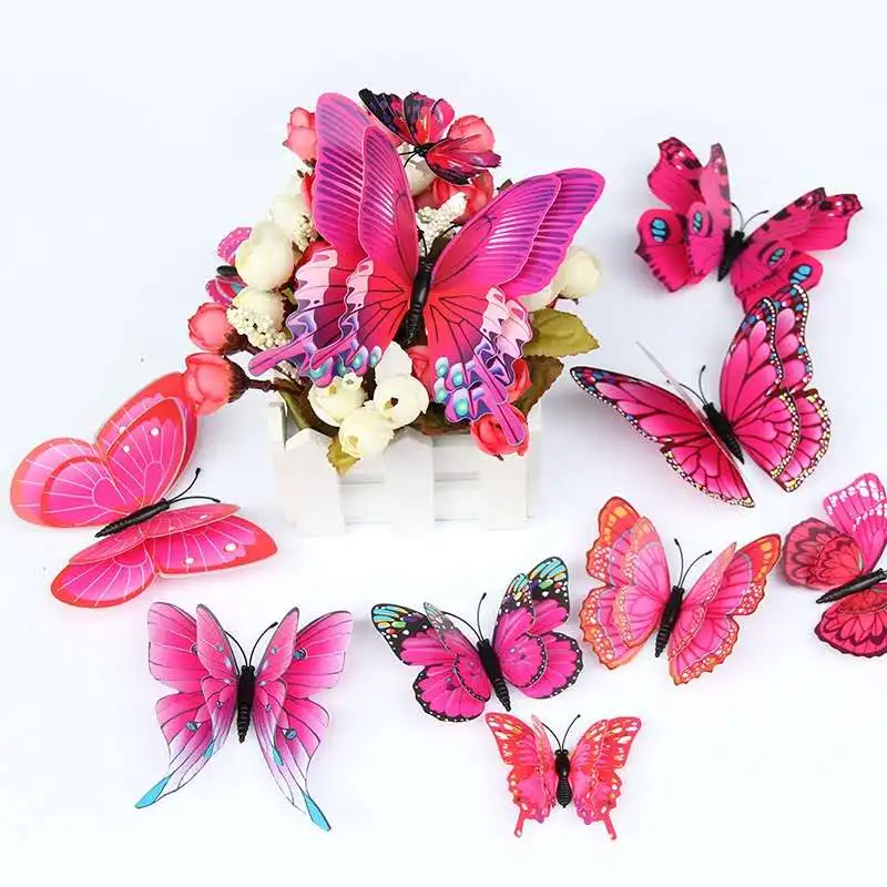 3D Color Wall Stickers Multi- Piece Package Modern Animal SW96 Butterfly Living Room Wedding Home Decor on The Wall 12-piece Set
