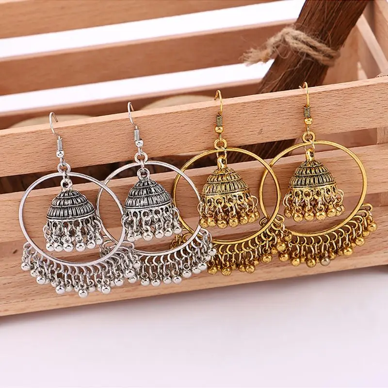Этнические индийские Jhumka Jhumki ювелирные изделия колокольчики кисточкой Висячие