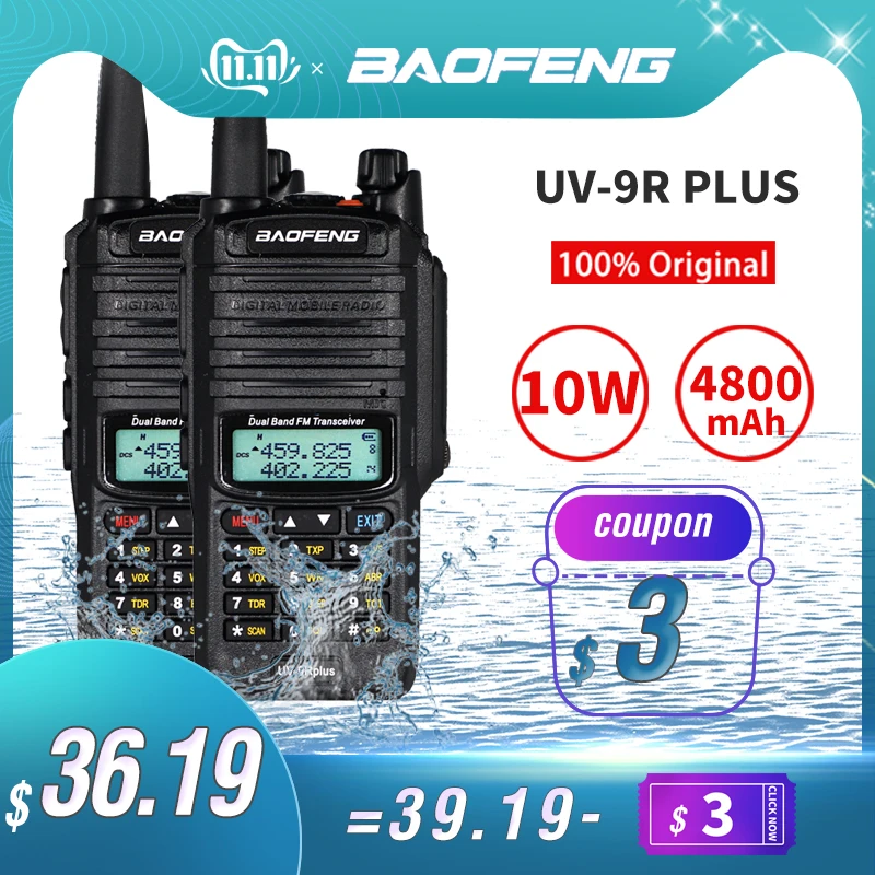 Большая распродажа! 10 Вт Baofeng UV-9R plus портативная рация Водонепроницаемый портативный CB Ham Радио UV 9R плюс двухдиапазонный КВ трансивер передатчик