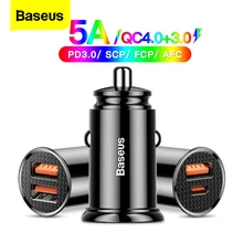 Baseus-cargador USB de carga rápida para coche, Cargador USB de carga rápida 4,0 QC4.0 QC3.0 QC SCP 5A PD tipo C 30W, para teléfono móvil iPhone y Xiaomi