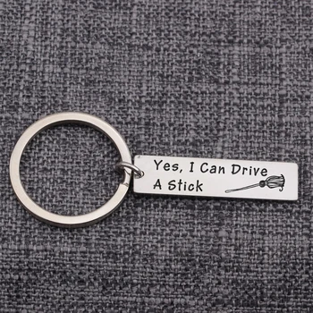

Halloween Day Keepsake Gift Keychain I Can Drive A Stick Pendants Jewelry Hallowmas Present Key Holder Pendant Car Keytag