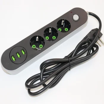 

Home network filter power strip with USB EU plug 1.8m cable multi jack with 3 USB ports Mathur power strip