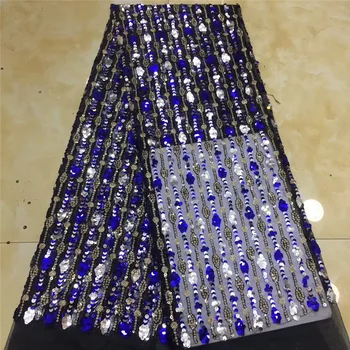 

Latest African Tull Lace Fabrics High Quality 2019 Nigerian Net Lace Fabric with Sequins Sequence Lace for Women Dress X15-2