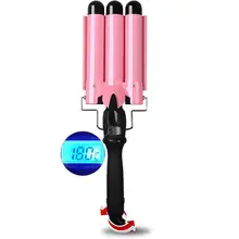 Tourmaline Ceramic Triple Barrels Hair Curling Iron Wand with LCD Temperature Display Curler Irons Hair Wave Waver Styling Tools