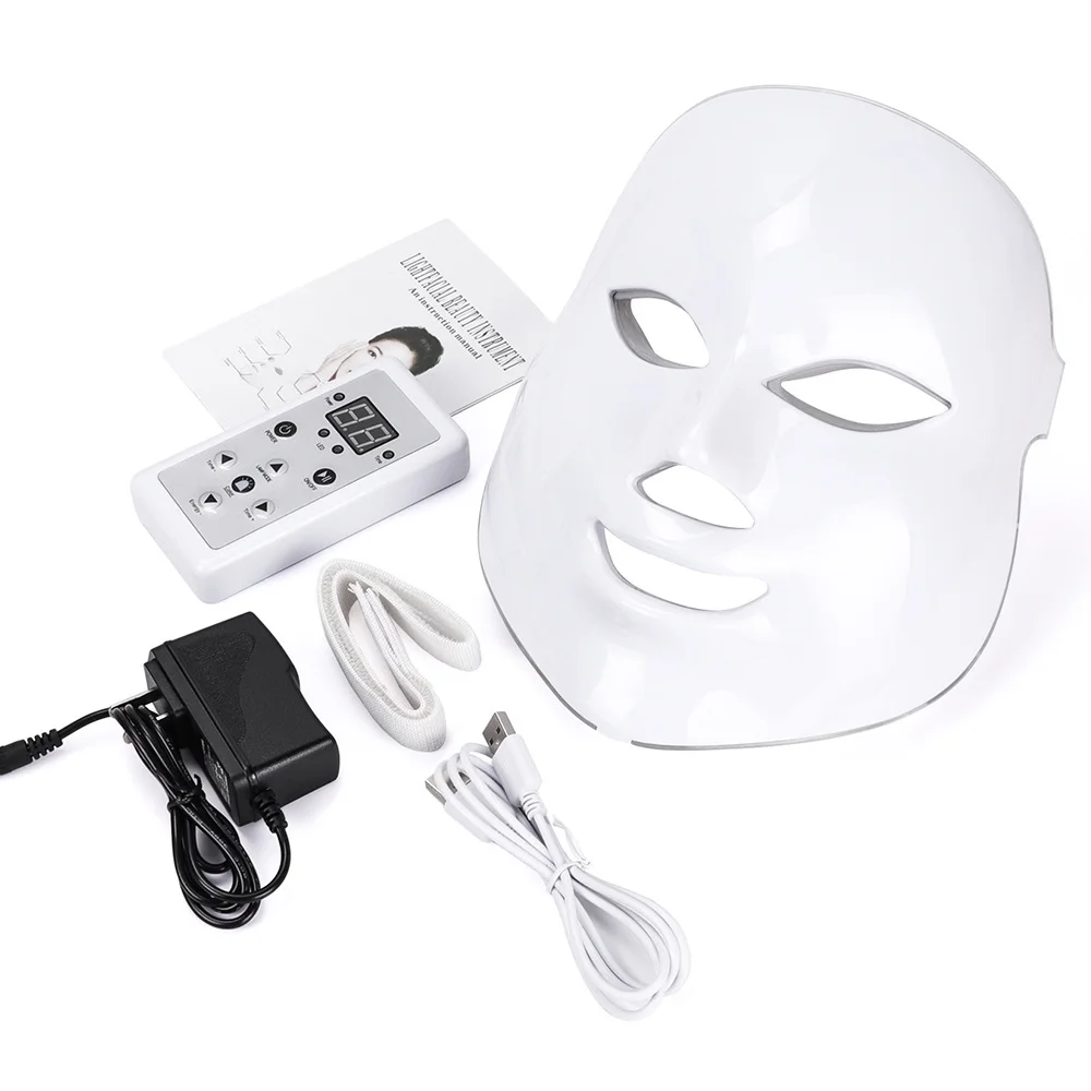 Online Koreanische 7 farben LED Gesichts Maske gesicht maske Hautpflege schönheit Maske Photon Therapie Licht Haut Verjüngung Gesichts PDT Instrument