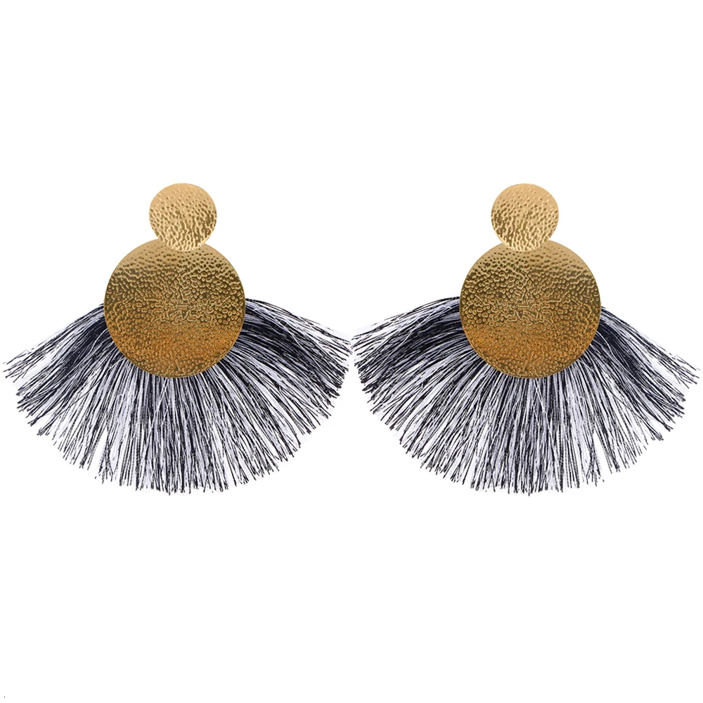 E57862018 Fashion Red Long Tassel Drop Earrings Vintage Ethnic Fringed Dangle Earrings Women Jewelry Bohemian Ear Drop Brincos CS27