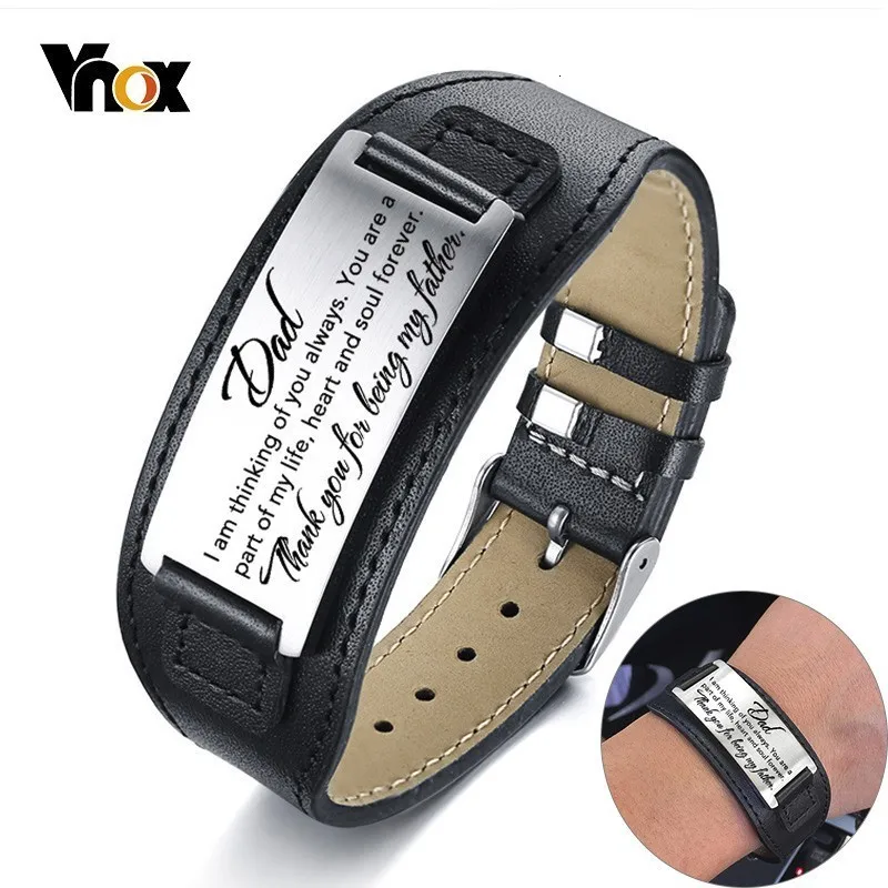 Vnox благодарим вас за то, что вы мой отец, кожаные браслеты на День отца, подарок на день отца, ювелирные изделия на заказ, гравировка, мужской аксессуар