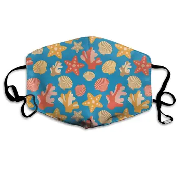 

Starfish Corals Scallops Shells Washable Reusable Mask, Cotton Anti Dust Half Face Mouth Mask For Kids Teens Men Women With