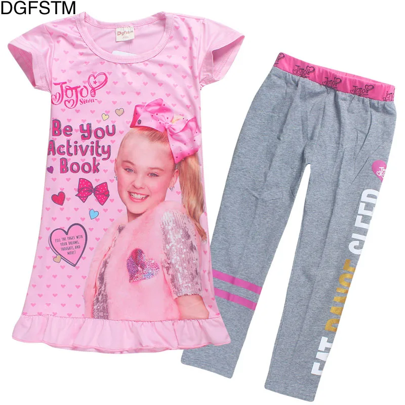 JOJO siwa/ г. Летнее праздничное платье с героями мультфильмов для детей футболка с короткими рукавами из хлопка+ штаны спортивный костюм Одежда для девочек, От 4 до 10 лет