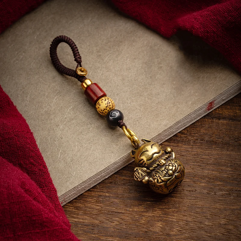 brass cat lanyard pendant (5)