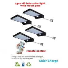 2/4pcs Solar Wall Lights Outdoor Waterproof Security 48 LED Solar Powered Motion Sensor Wall Lamp with Mounting Pole For Garden