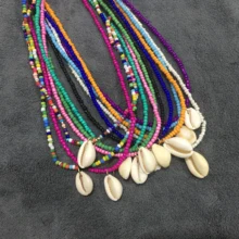 Простые бусины из ракушек ожерелье Женские струна из бисера Короткая Оболочка колье ожерелье ювелирные изделия 16 дюймов Чокеры ожерелье подарок