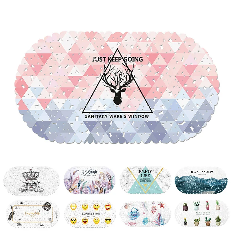 

2PCs Printed Bathroom Mat Anti-Silp Mat of Bathtub PVC Shower Mat Nordic Ins Plastic Suction Cup Bathroom Non-Slip Mat