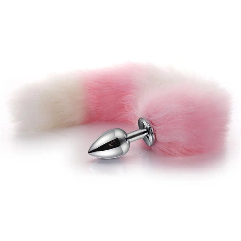 Movconly 40CM Fox Tail Anal Plug with Big Real Crystal Fox Tails Metal Butt Plug Couple Sex Toys Erotic Cosplay Tail