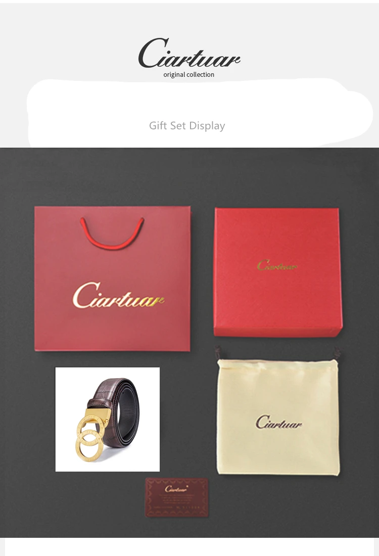 Belt Gift Box Set Ciartuar, модельное шоу, высокое качество, ремни, мужской кожаный ремень, мужские ремни, двойное кольцо, пряжка, ремень для wo, мужской ремень, для мужчин, Riem ceinture - Цвет: Belt Gift Box Set