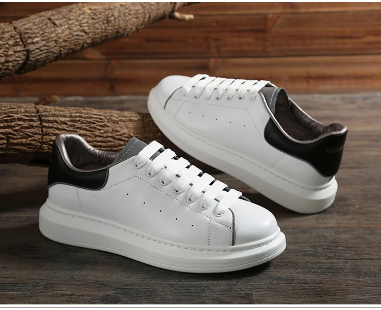 Real Leather Lighted Sneakers Casual white shoes Mens loafers Handiness Breathable Lovers shoes High quality Platform sneaker