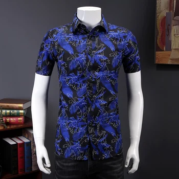 

XXXXXXXL Mens Hawaiian Shirt Male Casual Palm Tree Printed Beach Shirts Short Sleeve Brand Clothing Men Asian Size 7XL 6XL 5XL