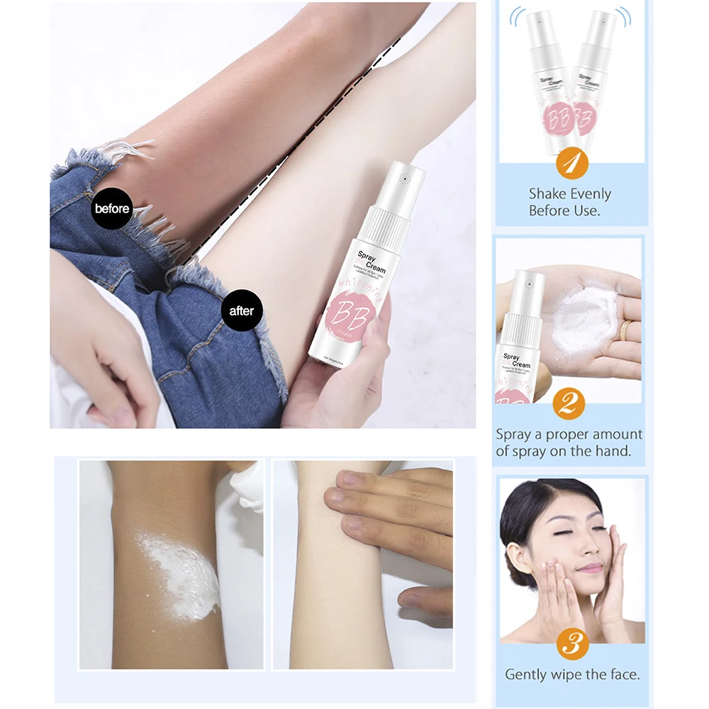 

Spray BB Cream Concealer Brighten Whitening Moisturizing Base Face Foundation Makeup Beauty Skin Care 20ml Korean Cosmetic