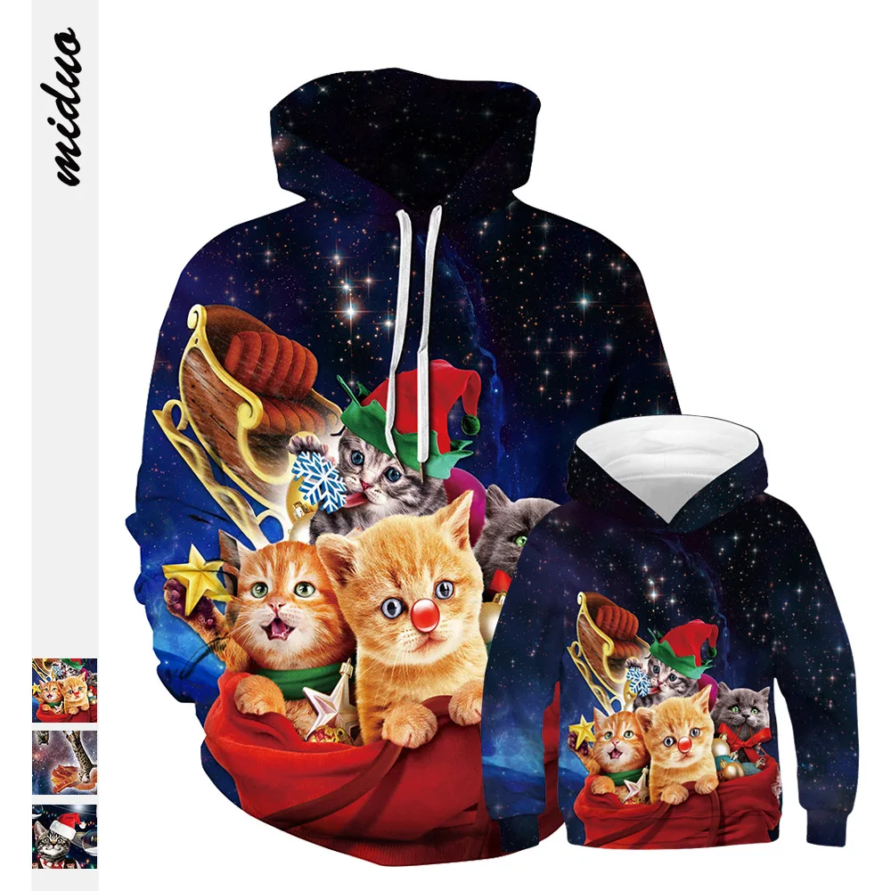

Family Matching Clothes Christmas Cat and Mouse 3D Print Cartoon Pijama Navidad Familia Mommy and Me Clothes Matching Outfits