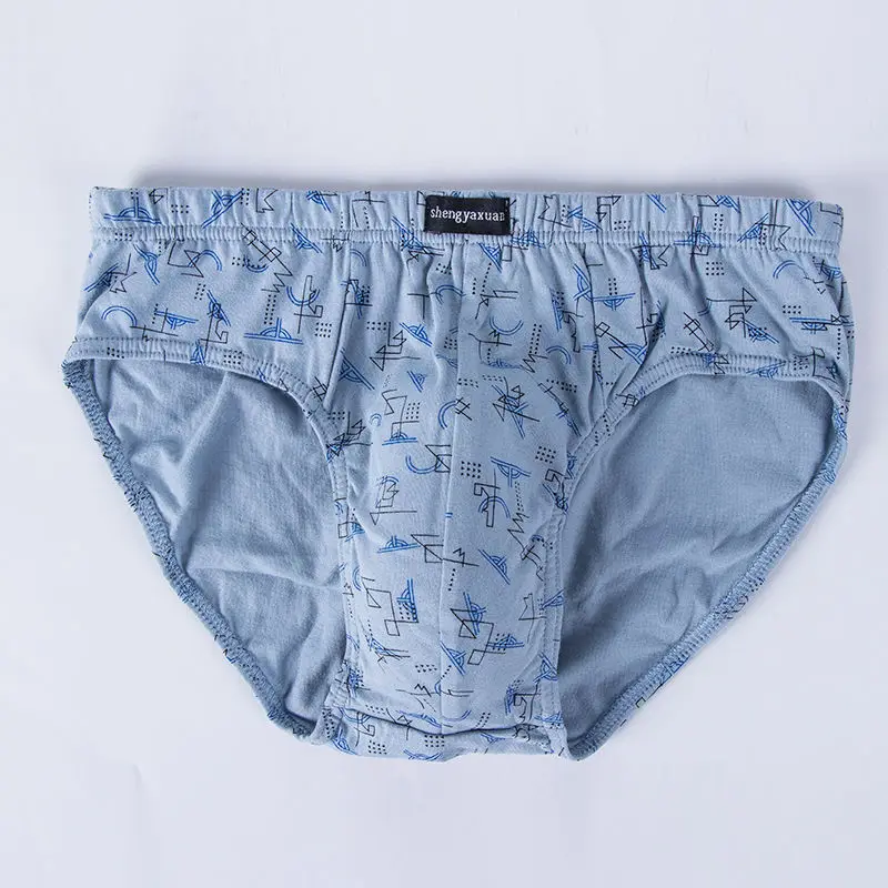 5Pcs/Lot Men Underwear Men's Briefs 100% Cotton Printed Loose PLUS Size Youth Shorts